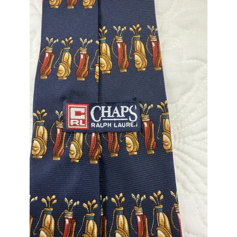 Ralph‎ Lauren CHAPS Men's Neck Tie Golf Clubs Theme Navy 57